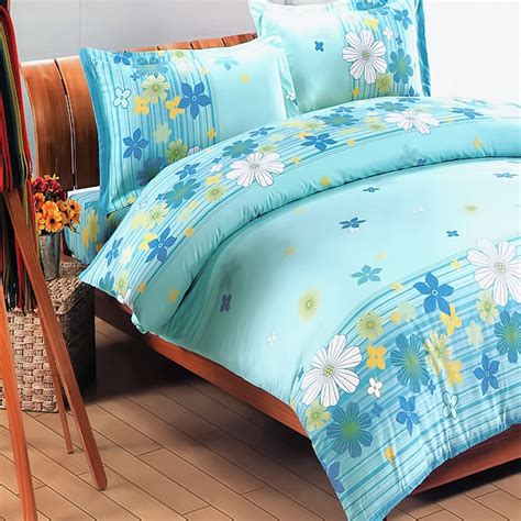 Blancho Bedding Turquoise Flowers 100 Cotton 5pc