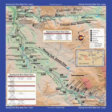 Roaring Fork River Fishing Map Basalt To Glenwood Springs Colorado