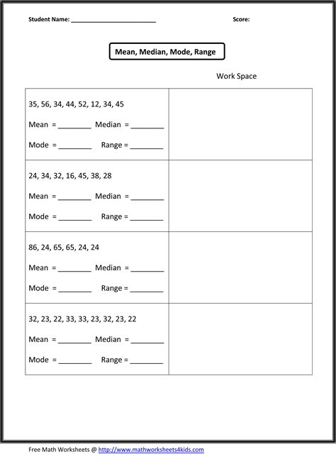 Mean Mode Median And Range Worksheets Answers