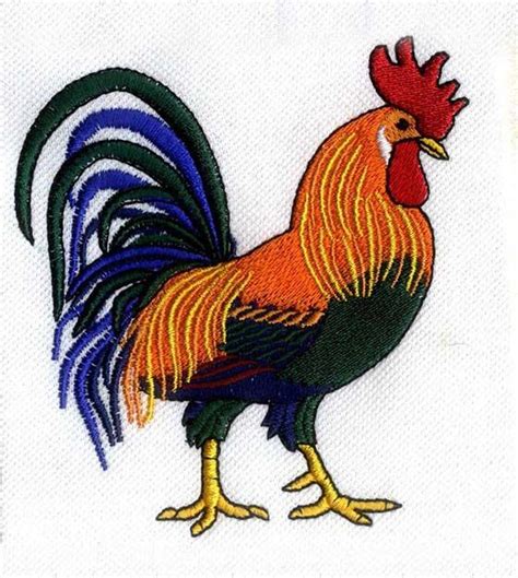 Colorful And Vibrant Rooster Embroidery Design Digitemb Birds Embroidery Designs Embroidery