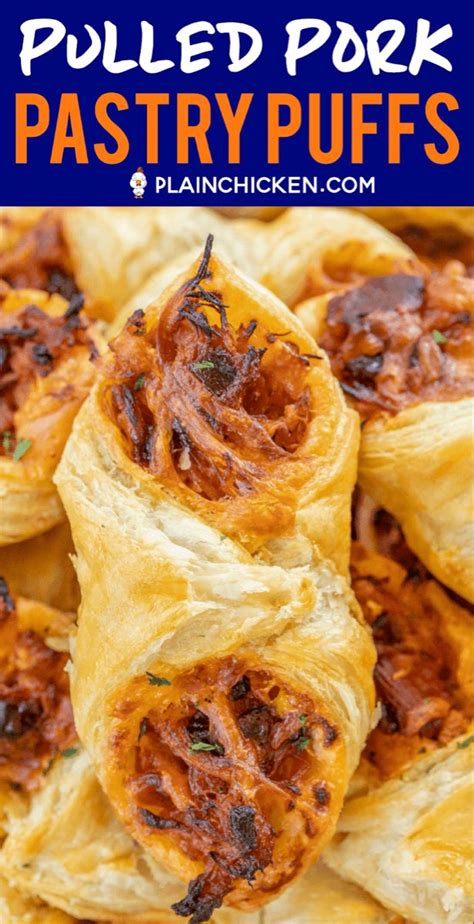 We love to serve these with some coleslaw and extra bbq sauce or ranch for dipping. Pulled Pork Pastry Puffs - only 4 ingredients! Great ...