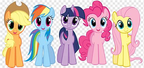 Five My Little Pony Characters Illustration Pinkie Pie Rainbow Dash