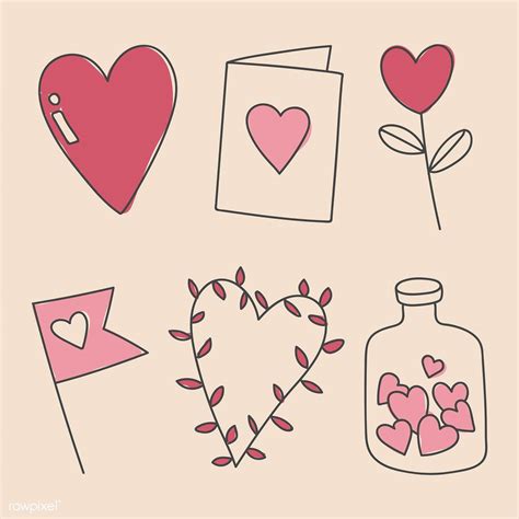 Hand Drawn Love And Valentine S Day Doodle Vector Collection Premium