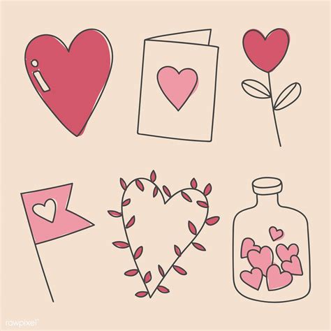 Hand Drawn Love And Valentines Day Doodle Vector Collection Premium