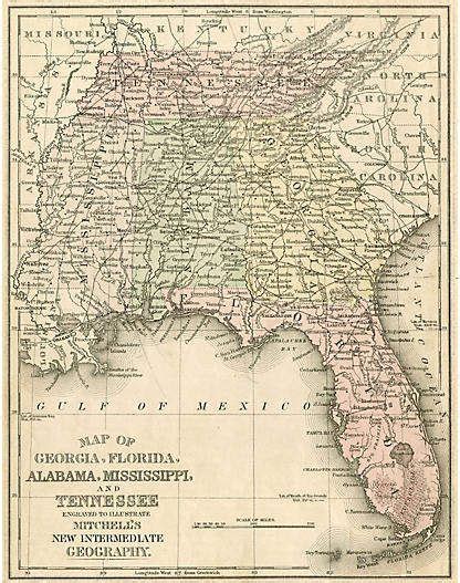 One Kings Lane Vintage Southern United States 1891 Map Prints With