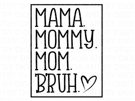 Mama Mommy Mom Bruh Svg Png Mothers Day Svg Shirt Svg Etsy Canada