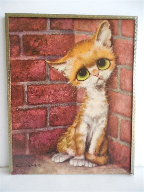 Vintage Big Eyed Pity Kitty Kittens Litho 1960s Art Print By Gig Artofit