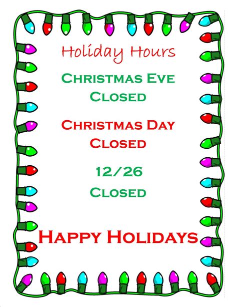 Printable Closed For The Holiday Sign Template Printable Word Searches