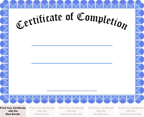 Printable Completion Certificate