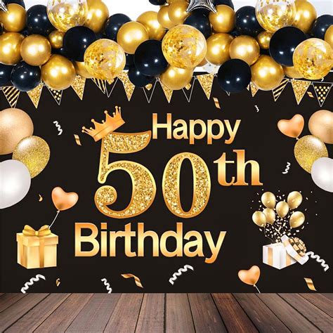 Buy 50th Birthday Decorations Happy Birthday Banner Extra Large Black