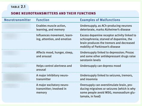 Neurotransmitters And Their Functions Diagram Quizlet