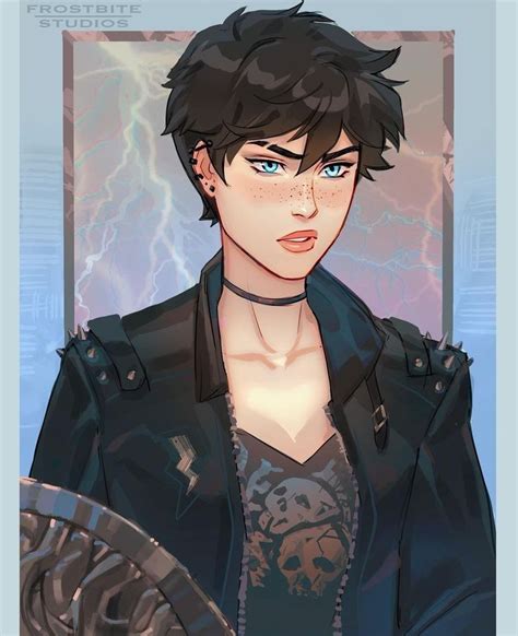 An Anime Character With Black Hair And Blue Eyes Wearing A Leather