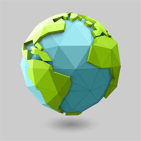 Low Poly Style Earth Globe World Globe Illustration With Green