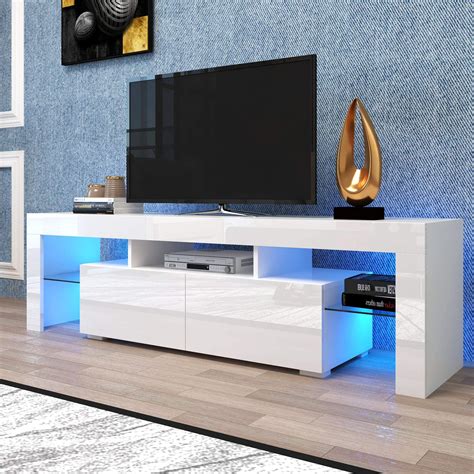 Buy Ssline Glossy Led Tv Stand With 16 Colors Rgb Led Lightsmodern