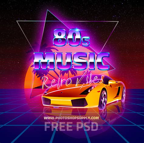 Free 80s Retro Background And Text Effect Photoshop Supply