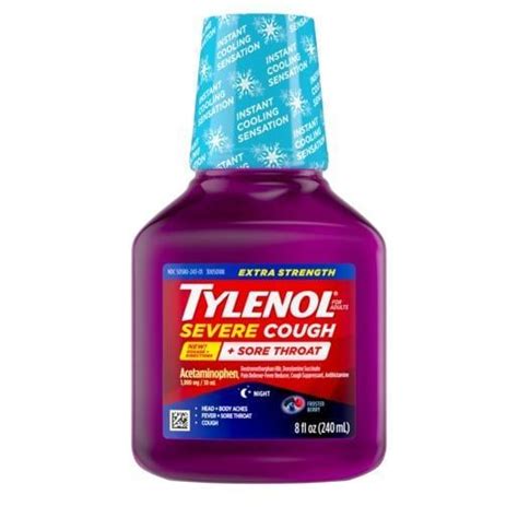Extra Strength Severe Cough Sore Throat Nighttime Liquid Tylenol