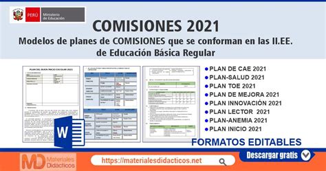 Modelos De Planes De Comisiones 2021 Que Se Conforman En Las Iiee De