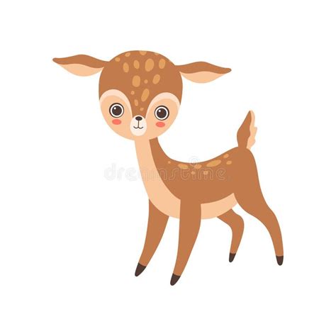Cute Baby Deer Lovely Forest Fawn Animal Vector Illustration Stock