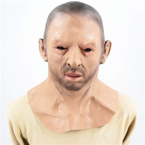 Realistic Bald Head Man Mask Latex Masks Human Face Halloween Rubber