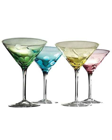 Rue La La — Polka Dot Set Of 4 8oz Martini Glasses Glass Set Martini Glass Glassware