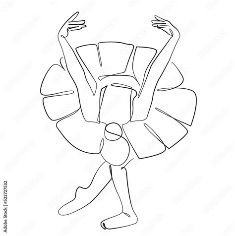 Sketch Of A Woman In A Dress Ballet Pose Dancer Gymnast Line Art