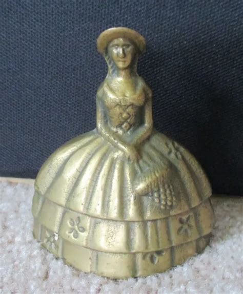 Vintage Brass Southern Belle Lady Victorian Dress Bonnet Basket Collector S Bell 9 99 Picclick