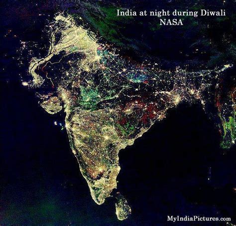 India At Night During Diwali By Nasa With Images Hindu Festival
