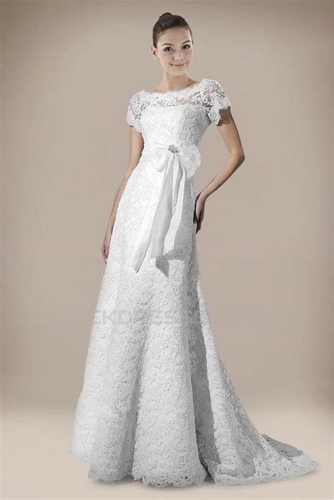 Elegant Short Sleeves Lace Bridal Wedding Dresses Wd010295