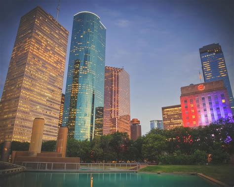 Houston Skyscrapers At Sunset Photograph By Ray Devlin Fine Art America