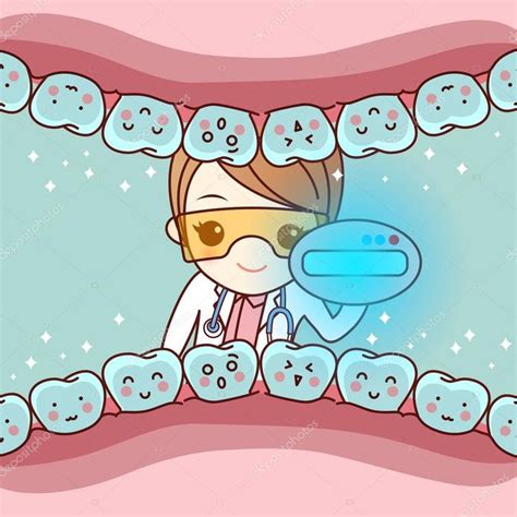 Desenho Animado Médico Dentista Com Dente E Ferramenta De Clareamento
