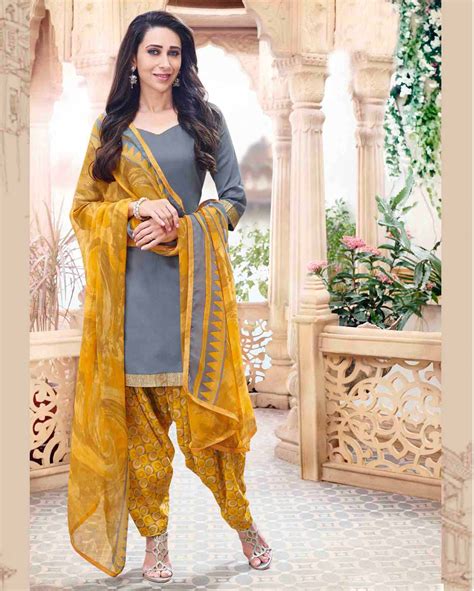 Grey Lush Gota Patti Work Cotton Salwar Suits For Womensemi Stitched Indian Outfits Saree