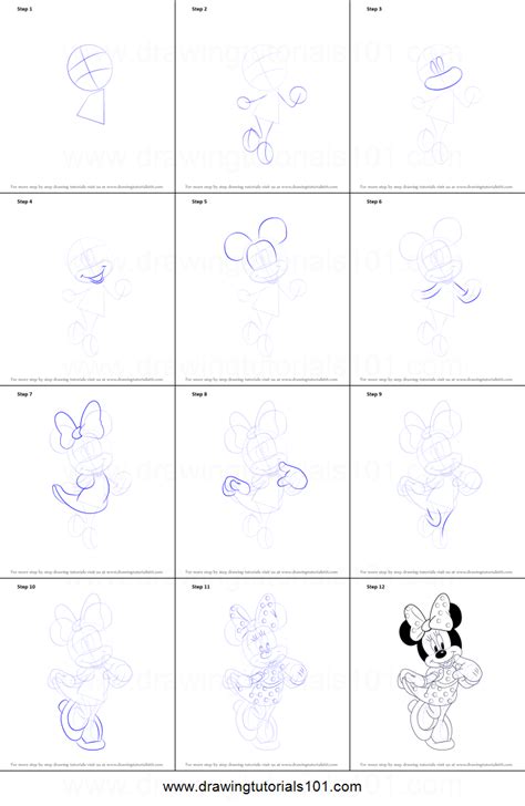 How To Draw Minnie Mouse Printable Step By Step Drawing Sheet