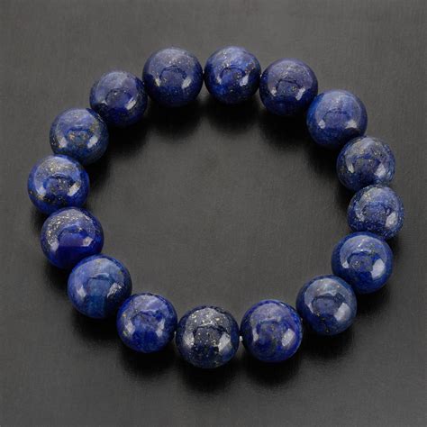Lapis Lazuli Blue Stone Bead Stretch Bracelet West Coast Jewelry