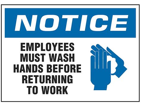 Employees Must Wash Hands Sign Vinyl Adhesive Backed S 14799v Uline