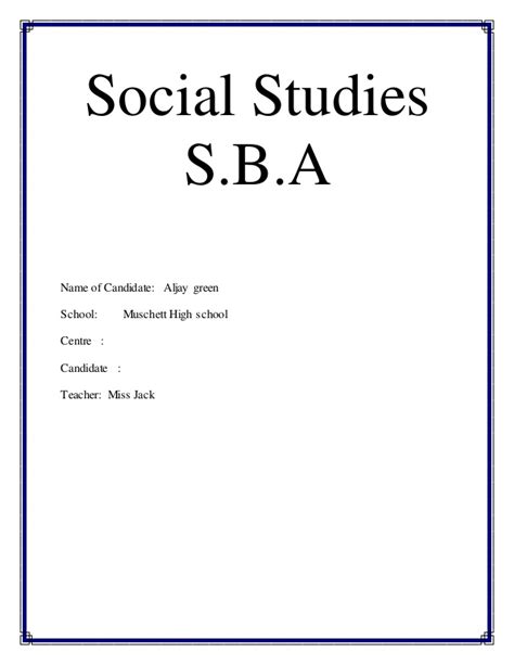 Social Studies Sba Its Juvenile Delinquent Sba