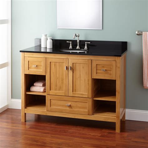 The cabinet has many drawers and shelves for bathroom accessories and cosmetics, and glass sink brings the chic. 48" Narrow Depth Alcott Bamboo Vanity for Undermount Sink ...