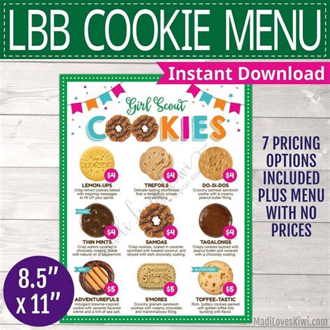 LBB Girl Scout Cookie Menu Instant Download X Etsy In Girl Scout Cookies
