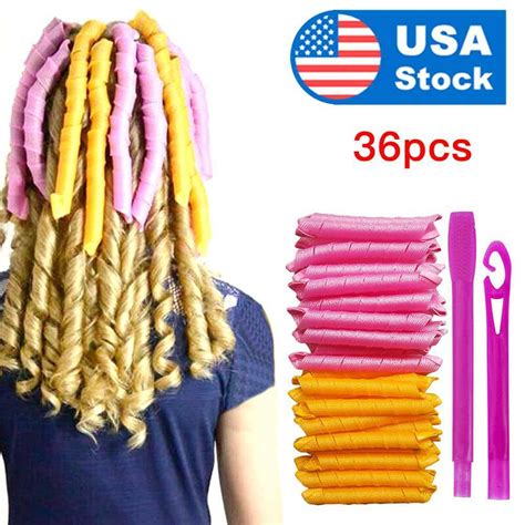36x 21 magic long hair curlers no heat spiral rollers elastic diy hair styling ebay
