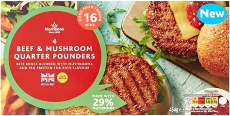 Morrisons Beef And Mushroom Quarter Pounder Burgers 454g Frozen