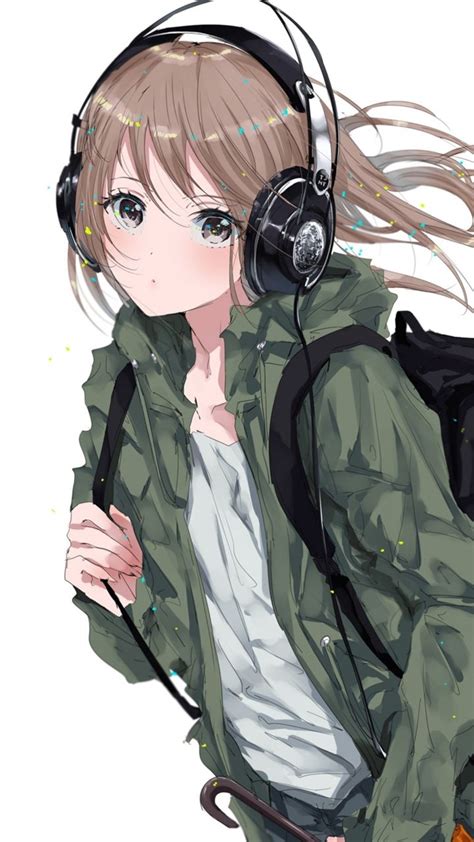 Kawaii Anime Girl With Headphones Wallpaper