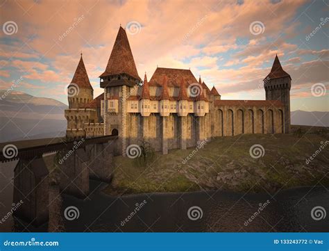 3d Rendering Medieval Castle Stock Illustration Illustration Of