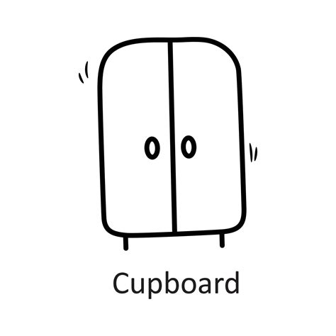 Cupboard Vector Outline Icon Design Illustration Household Symbol On