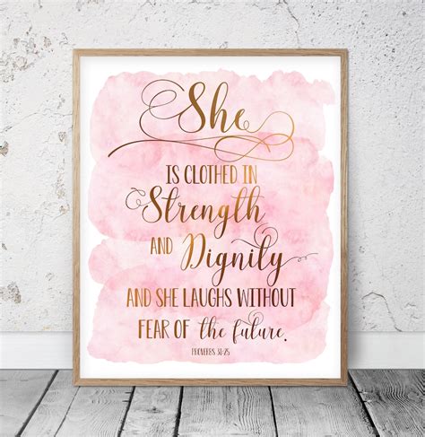 She Is Clothed In Strength And Dignity Proverbs Bible Etsy