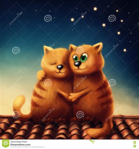 Red Cats In Love Stock Illustration Illustration Of Abstract 81891833