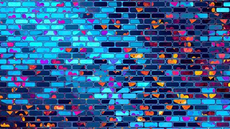 Download Wallpaper 2048x1152 Hearts Heart Brick Wall