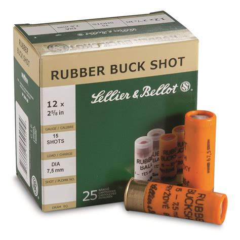 sellier and bellot 2 5 8 12 gauge rubber buckshot 25 rounds 10451 12 gauge shells at