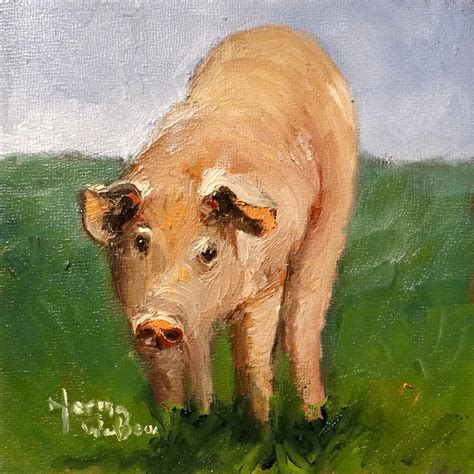 Norma Wilson Art Porky Pig Painting Farm Animal Art