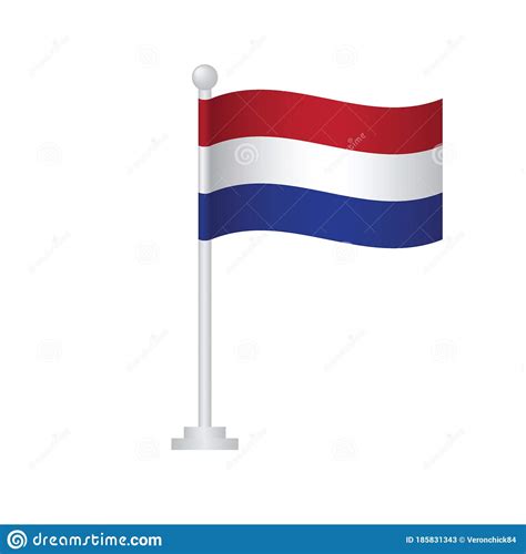 Netherlands Flag National Flag Of Netherlands On Pole Vector Stock