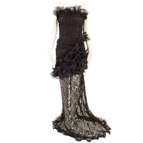 Emanuel Ungaro Haute Couture Black Strapless Gown Circa 1997 For Sale