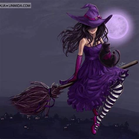 Purple Witch Halloween Art Vintage Halloween Happy Halloween Purple